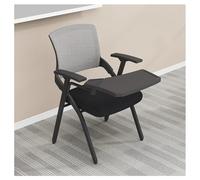 Sillas Plegables para Salas de conferencias, con Soporte Lumbar, reposabrazos y Tablero de Escritura, Respaldo de Malla, para Salas de reuniones y formación en oficinas (Gris-B)