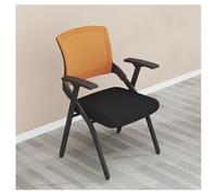 Sillas Plegables para Salas de conferencias, con Soporte Lumbar, reposabrazos y Tablero de Escritura, Respaldo de Malla, para Salas de reuniones y capacitación de Oficina (Naranja-A)