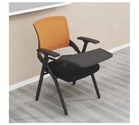 Sillas Plegables para Salas de conferencias, con Soporte Lumbar, reposabrazos y Tablero de Escritura, Respaldo de Malla, para Salas de reuniones y formación en oficinas (Naranja-B)