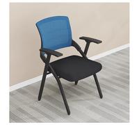 Sillas Plegables para Salas de conferencias, con Soporte Lumbar, reposabrazos y Tablero para Escribir, Respaldo de Malla, para Salas de reuniones y formación en oficinas (Azul-A)