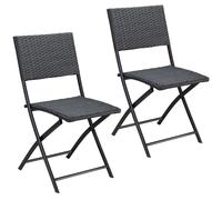 Sillas plegables Rome set de 2 poliratán negro exterior