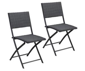 Sillas plegables Rome set de 2 poliratán negro exterior
