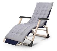 Sillas reclinables de jardín, plegamiento al aire libre y tumbona reclinable con almohada de la cabeza y cojín hecho de marco de acero para patio, conservatorio, jardín o plancha (gris) (g Aqiong