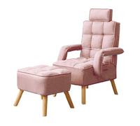 Sillas reclinables para adultos con silla otomana de madera maciza, cómoda silla para dormitorio con respaldo ajustable y reposacabezas para dormitorio, sala de estar (rojo, 115 cm)