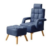 Sillas reclinables para adultos con silla otomana de madera maciza, cómoda silla para dormitorio con respaldo ajustable y reposacabezas para dormitorio, sala de estar (rojo, 115 cm)