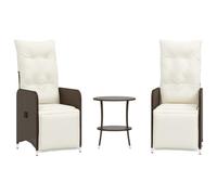 Sillas reclinables vidaXL con Mesa 2 uds ratán PE marrón, Silla reclinable de jardín, Asiento de jardín, sillón reclinable