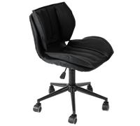 Sillas Sin Brazos con Cojín Grueso Silla De Oficina Reclinable con Ajuste De Altura Sillas Ejecutivas con Respaldo Medio Silla Ergonómica De Cuero para Ordenador(Nero,A)