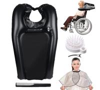 Sillas Tazón de champú inflable, bandeja de champú inflable | Bañera inflable de lavado de cabello con pinza para el cabello, chal impermeable, peines | Reposapiés para el cuello del tazón de champú