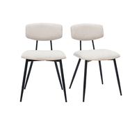 Sillas vintage de madera clara de roble, asientos de tela de terciopelo beige y metal negro (juego de 2) JOLINE