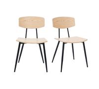 Sillas vintage de roble claro y metal negro (juego de 2) JOLINE
