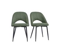 Sillas vintage de tela de pana verde caqui y metal negro (juego de 2) COSETTE