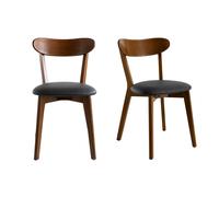 Sillas vintage madera oscura y asiento negro (lote de 2) DOVE