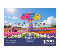 Sillas voladoras en el Campo de Flores Puzzle De Madera Impermeable Puzzles De 1000 Piezas Regalos para Adultos Divertido Rompecabezas Decoración del Hogar