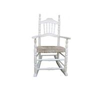 Sillas y Mesas Peña Mecedora Estilo Sevillano con Asiento Tejido con Enea de Forma Artesanal. Madera al Natural para Posterior Pintado. 55 * 46 * 103(Alto). Altura Desde Suelo al Asiento 45