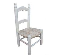 Sillas y Mesas Peña Silla Infantil Asiento Tejido con Enea. Madera al Natural para Posterior Pintado.