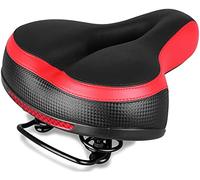 Sillín Cuero Bicicleta Bike Seat Bike Saddle Big Bicycle Seat with Soft Cushion Fit for Road City Bikes, Mountain Bike and Indoor Spin Bikes(Red)