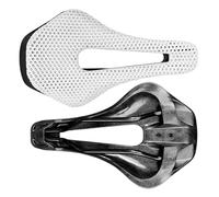 Sillín de Bicicleta RYET Impreso en 3D, Ultraligero, Fibra Carbono, Hueco, cómodo y Transpirable, Compatible con Grava, for Ciclismo Carretera(White Plastic Base)