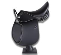 Sillín de caballo de cuero para doma occidental, montar en truco, carreras, apto para todas las competiciones, hecho de materiales de cuero vacuno duraderos