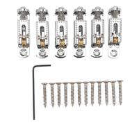 Sillín de puente de guitarra sillín 6pcs de aleación de zinc altura sillín de puente de rodillo ajustable para guitarra eléctrica banjo cigarro guitarra (Plata)