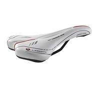 Sillín Montegrappa Original Ideal para Bicicletas De Montaña Bicicleta De Competición En Cuero Sintético 100% Producto Artesanal Canal Antiprostático Mod MAX Liberty 1410 (Color: Blanco)