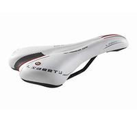 Sillín Montegrappa Original Ideal para Bicicletas De Montaña Bicicleta De Competición En Cuero Sintético 100% Producto Artesanal Canal Antiprostático Mod Liberty 1400 (Color: Blanco)