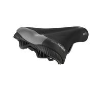 Selle Italia ST 1 - Sillín de Bicicleta para Ciudad y Trekking con Gel, Revestimiento Soft-tek, Railes FeC Alloy, Detalles Reflectantes - Talla L1, Negro