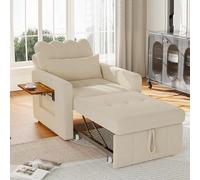 Sillón 3 en 1, sofá plegable y taburete con función de cama, sillón extensible con respaldo ajustable y mesas de té plegables, sofá plegable para salón y habitación de invitados, 190 x 86 x 70 cm