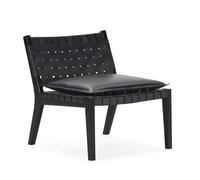 SILLON 65X71X70 MADERA DE TECA/CUERO/P.PIEL NEGRO