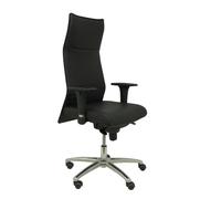 Sillón Albacete con mecanismo Sincro tapizada con Similpiel color Negro. Equipado con Base aluminio, Brazos 1D y Ruedas de parqué