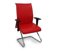Sillón Albacete confidente patín similpiel rojo brazos regulables