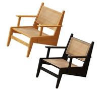 Sillón auxiliar de ratán reclinable de salón de 2 piezas, sillón moderno de bambú, silla con marco Nanzhu, para sala de estar, dormitorio, oficina