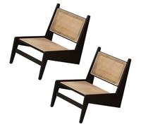 Sillón auxiliar de ratán reclinable, sillón sencillo moderno de bambú, marco Nanzhu, para salón, dormitorio, oficina, color negro
