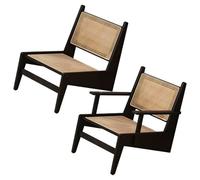 Sillón auxiliar de ratán reclinable, sillón sencillo moderno de bambú, marco Nanzhu, para salón, dormitorio, oficina, color negro