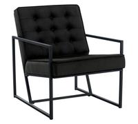 CLP Sillón Avon Moderno En Terciopelo & Base Metálica I Silla De Salón con Respaldo Reclinado & Reposabrazos, Color:Negro