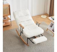 Sillón balancín ergonómico con ajuste de gravedad y reposapiés manual - 100 cm de altura, 58 cm de ancho del asiento, funda de forro polar de peluche, función antideslizante, carga máxima de 100 kg