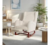 Sillón basculante, sillón de lactancia de terciopelo con reposapiés, cojín Lumbar y bolsillo lateral, silla de lactancia para dormitorio, bebe Rocking Chair madera interior para sala de estar