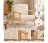 Sillón Bouclé color para niños, estructura de madera de contrachapado E1, asiento semifirme, 43 × 43 × 46 cm, montaje DIY en ~15