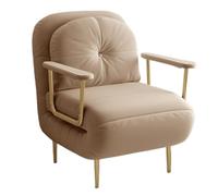 Sillón cama convertible 3 en 1, respaldo ajustable de 5 posiciones, cojín extraíble de tela para arañazos de gato, sofá plegable para pequeños apartamentos y salas de estar (marrón, 80 x 72 cm)