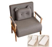 Sillón Cama Convertible 3 En 1, Sofá Plegable De Corduroy con Respaldo Ajustable Y Brazos De Roble, Cama Supletoria para Oficina O Sala, Chaise Longue para Uso Multiescena(Gray,190 * 68 * 29cm)