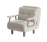 Sillón cama convertible, sofá cama plegable tipo sillón, respaldo ajustable, tela de , sillón individual con reposabrazos y bolsillo lateral, estructura de metal resistente para , dormitorio