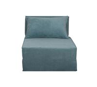 Sillón cama de 1 plaza de tejido efecto aterciopelado azul VICTOR