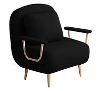 Sillon Cama Individual Plegable con Respaldo Ajustable en 6 Posiciones Sillon Orejero Reclinable con Colchón de Espuma Butacas Reclinables para Doméstico, Oficina(Black,190 * 72 * 32cm)