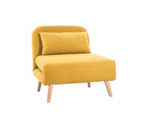 Sillón cama nórdico de tela amarillo mostaza AMIKO