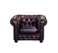 Sillón chesterfield BRENTON 100% piel de búfalo - Cereza