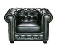 Sillón chesterfield BRENTON 100% piel de búfalo - Verde