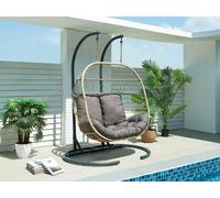 Sillón colgante de 2 plazas de ratán natural claro con cojín antracita - LISSANDRA de MYLIA