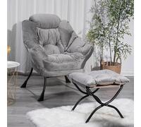 Sillón con taburete, reclinable con reposabrazos y bolsillo lateral, silla de relajación para salón, dormitorio, oficina