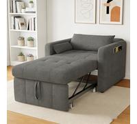 Sillón convertible 3 en 1, silla para dormir con función de cama, sofá cama extensible con mesas de té plegables, sofá cama individual, sillón ajustable con cojín (gris, 190 x 108 x 86 cm)