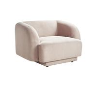 Sillón curvado glam art deco con reposabrazos tela gris pardo Skjanes