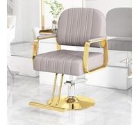 Sillón de barbería y peluquería, Silla hidráulica Ajustable, sillón de Estilo Vintage en Piel sintética (PU) con Estructura cromada para salón de Belleza.,Light Gray,B